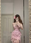 Sweet Pink Strapless Chiffon Bodycon Jellyfish Skirt Homecoming Dresses