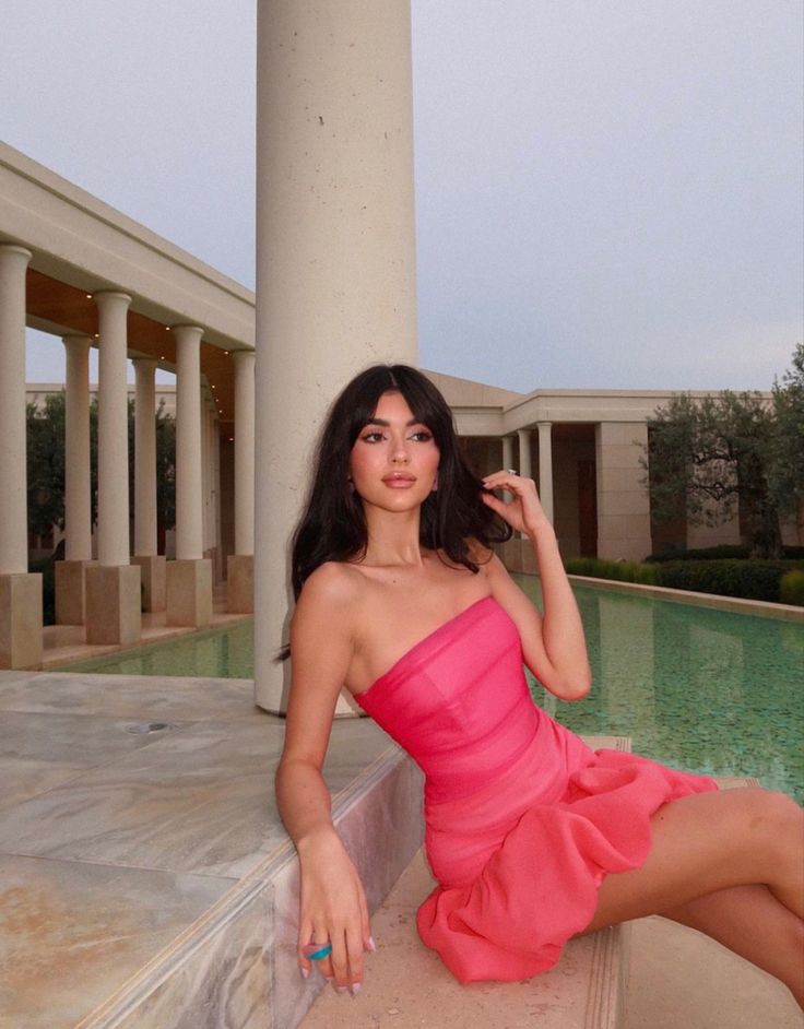 Sweet Pink Tube Top Flower Bud 17Th Birthday Homecoming Dresses