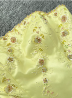 Sweet Princess Yellow A-Line Strapless Beaded Embroidered Tulle Long Formal Prom Dresses