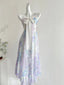 Sweet Purple And Blue Gradient A-Line Suspender Bow Chiffon Long Formal Prom Dresses