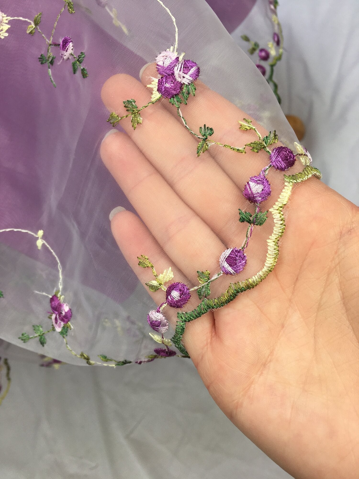 Sweet Purple Flower Embroidery Waist A-Line 16Th Birthday Homecoming Dresses