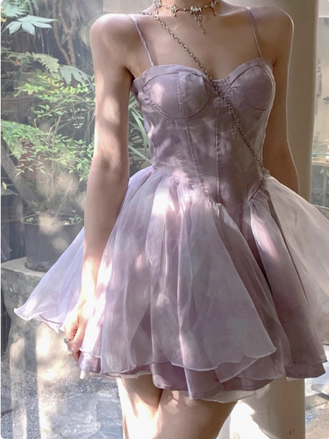 Sweet Purple Princess Puffy Strapless Homecoming Dresses Secondary image