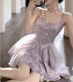 Sweet Purple Princess Puffy Strapless Homecoming Dresses