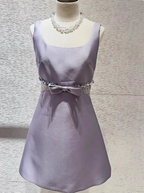 Sweet Purple Square Neck Bow Waist 17Th Birthday Homecoming Dresses