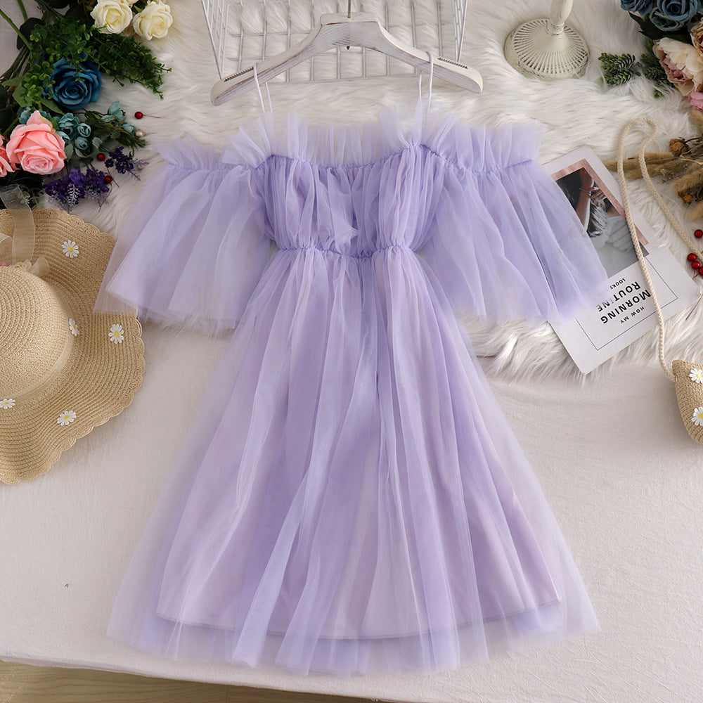 Sweet Spaghetti Strap Fairy Mid-Length Mesh Dress Secondary image