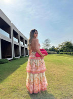 Sweet Straps Tiered A-Line Long Party Dresses