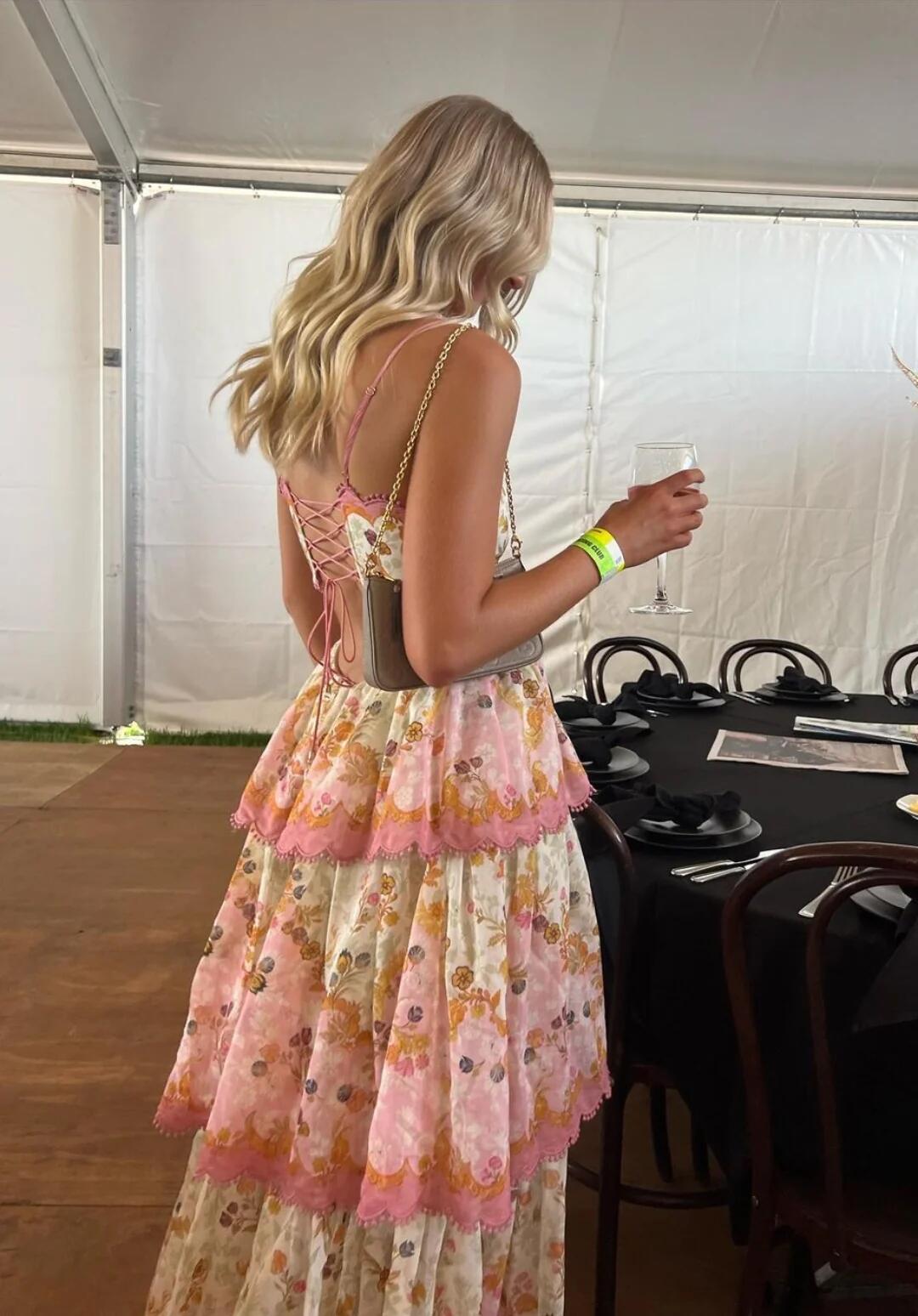 Sweet Straps Tiered A-Line Long Party Dresses