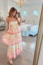 Sweet Straps Tiered A-Line Long Party Dresses
