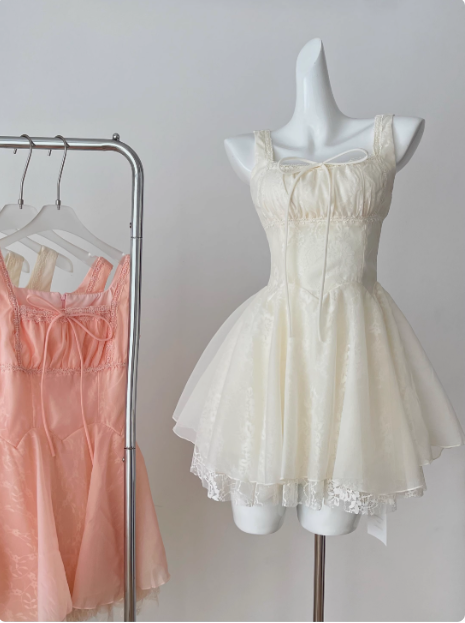 Sweet Suspender Square Neck Tie Mesh Puffy Birthday Skirt Homecoming Dresses Secondary image