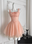 Sweet Suspender Square Neck Tie Mesh Puffy Birthday Skirt Homecoming Dresses