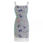 Sweet Suspenders Light Blue Bow Sequined Birthday Skirt Homecoming Dresses