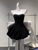 Sweet Tube Top Black Velvet Bow 19Th Birthday Homecoming Dresses