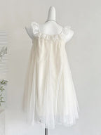 Sweet White Lace Ruffled Tulle Short 16Th Birthday Dresses