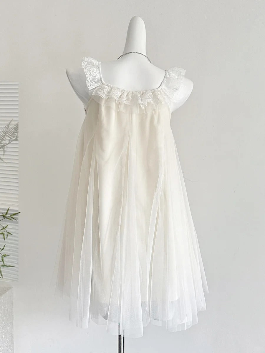 Sweet White Lace Ruffled Tulle Short 16Th Birthday Dresses
