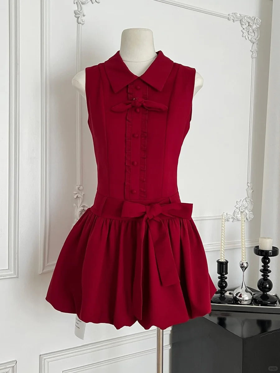 Sweet Burgundy Lapel Bow Bud Mini 17Th Birthday Dresses Homecoming Dresses Secondary image