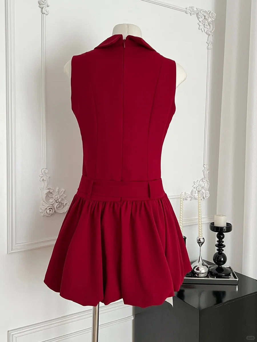 Sweet Burgundy Lapel Bow Bud Mini 17Th Birthday Dresses Homecoming Dresses