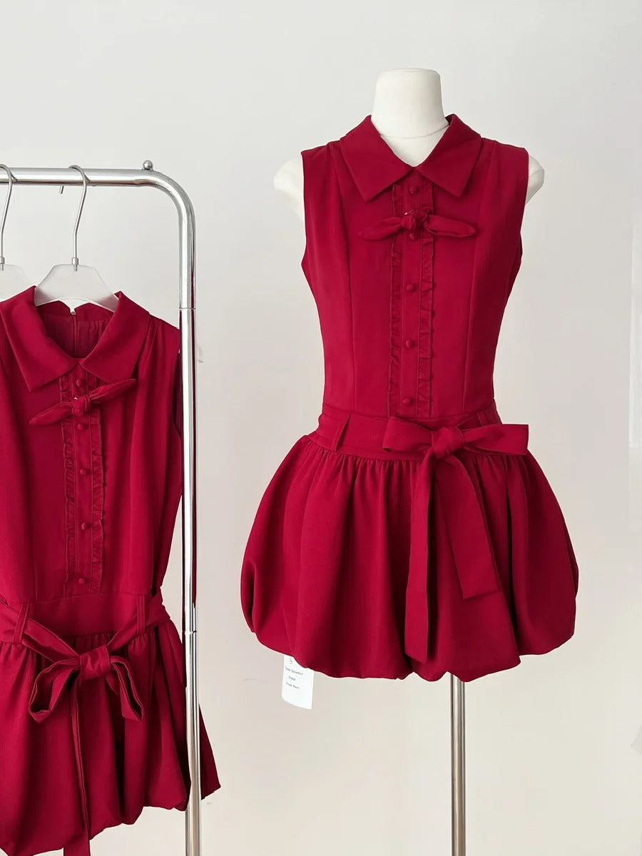 Sweet Burgundy Lapel Bow Bud Mini 17Th Birthday Dresses Homecoming Dresses