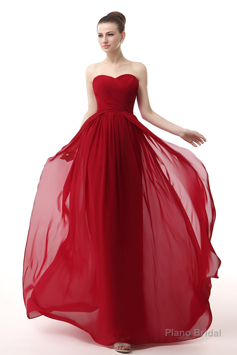 Sweetheart A-line Ruched Chiffon Long Prom Dresses Main image