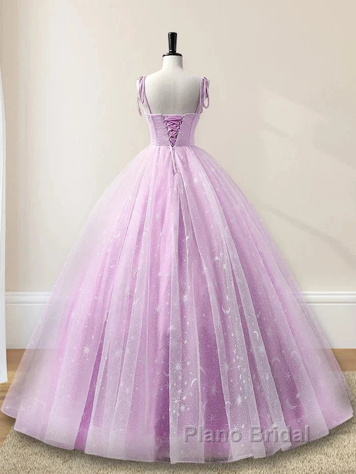 Sweetheart A-Line Tulle Long Formal Prom Dresses Sleeveless Quinceanera Dresses
