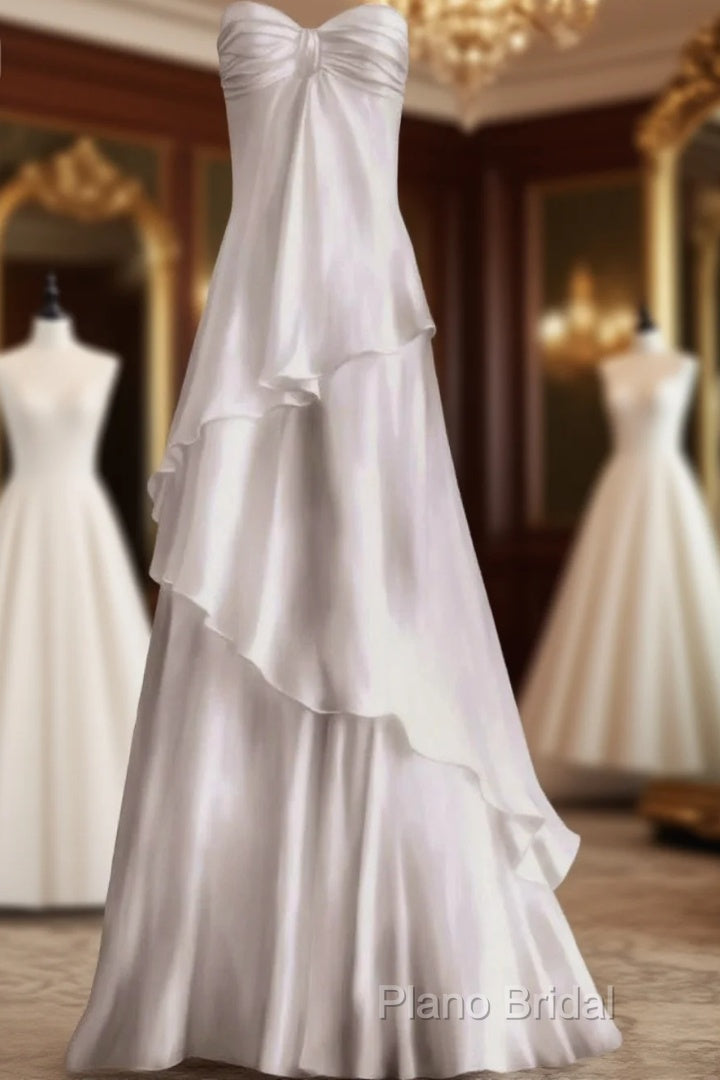 Sweetheart A Line White Long Formal Prom Dresses Party Dresses Main image