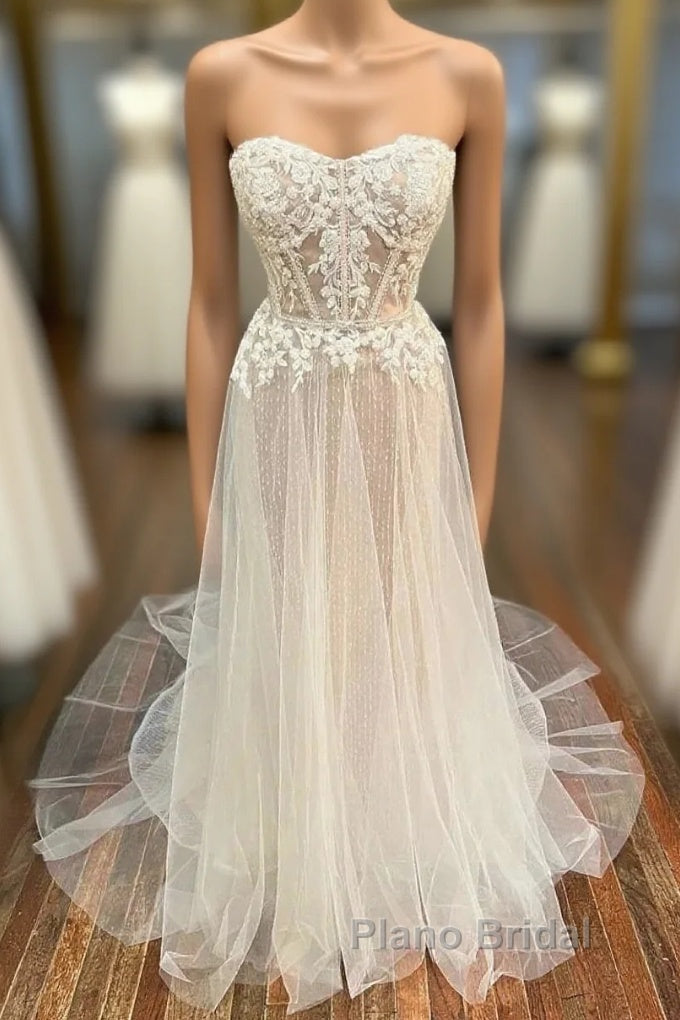 Sweetheart Appliques A-Line Long Wedding Dresses Main image