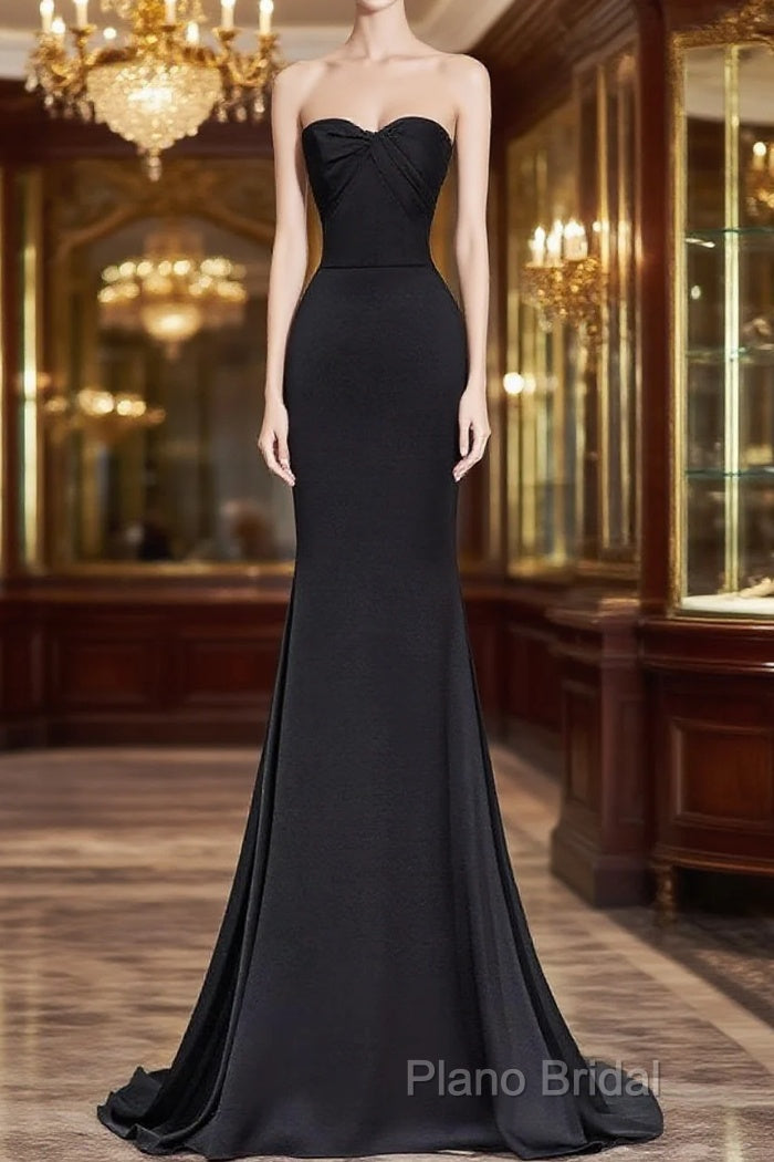 Sweetheart Black Mermaid Formal Dresses Strapless Long Formal Prom Dresses Main image