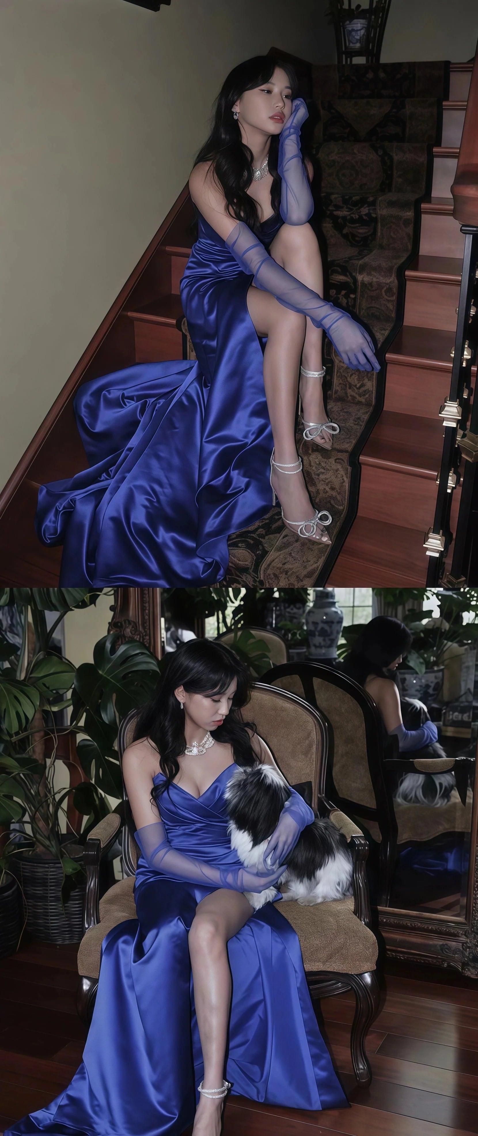Sweetheart Blue Formal Prom Girls Dresses, Pleated Long Formal Prom Dresses With Side Slit Main image