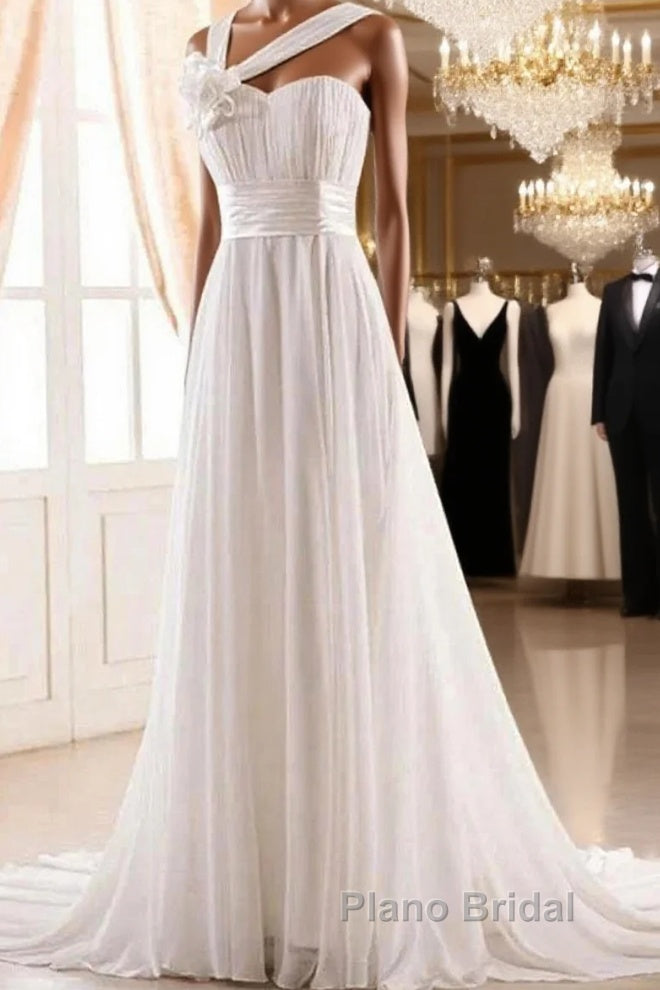 Sweetheart Chiffon Handmade Flower Wedding Dresses Main image