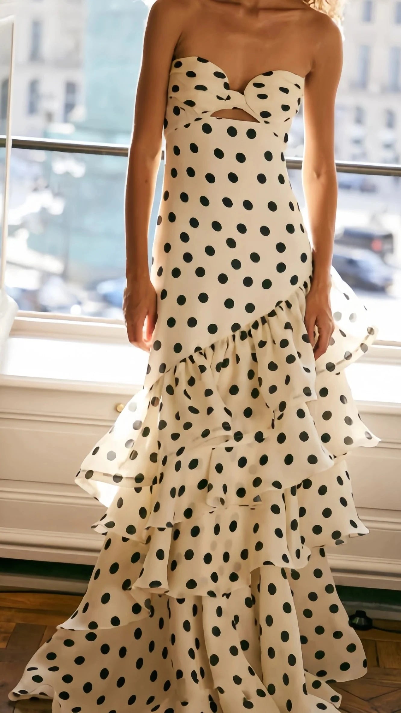 Sweetheart Dots Ruffle Chiffon Formal Prom Dresses, Secondary image