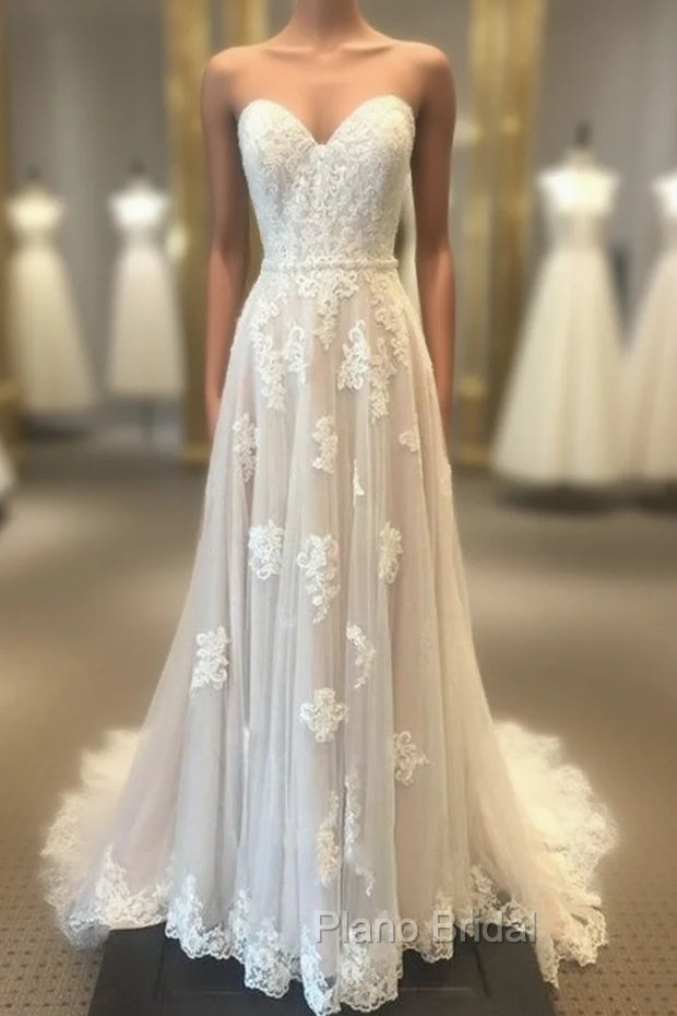 Sweetheart Floor-Length Appliques Lace Wedding Dresses Main image