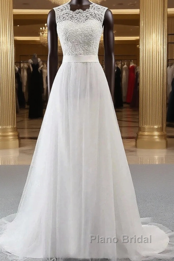 Sweetheart Lace Up Sleeveless Long Wedding Dresses Main image