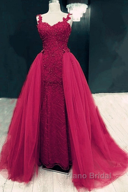 Sweetheart Mermaid Formal Prom Dresses Lace Beaded Removable Skirt Secondary image