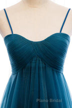 Sweetheart Neck Blue Long Formal Prom Dress, Long Blue Formal Graduation Evening Dress