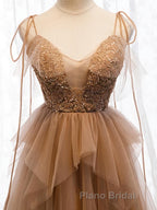 Sweetheart Neck Floor Length Champagne Lace Formal Prom Dresses, Long Champagne Lace Formal Evening Dresses