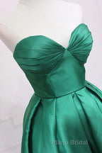 Sweetheart Neck Green High Low Formal Prom Dresses, Green High Low Graduation Homecoming Dresses
