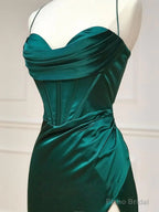 Sweetheart Neck Green Mermaid Long Prom Dresses, Green Long Formal Evening Dresses