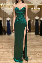 Sweetheart Neck Green Mermaid Long Formal Prom Dresses
