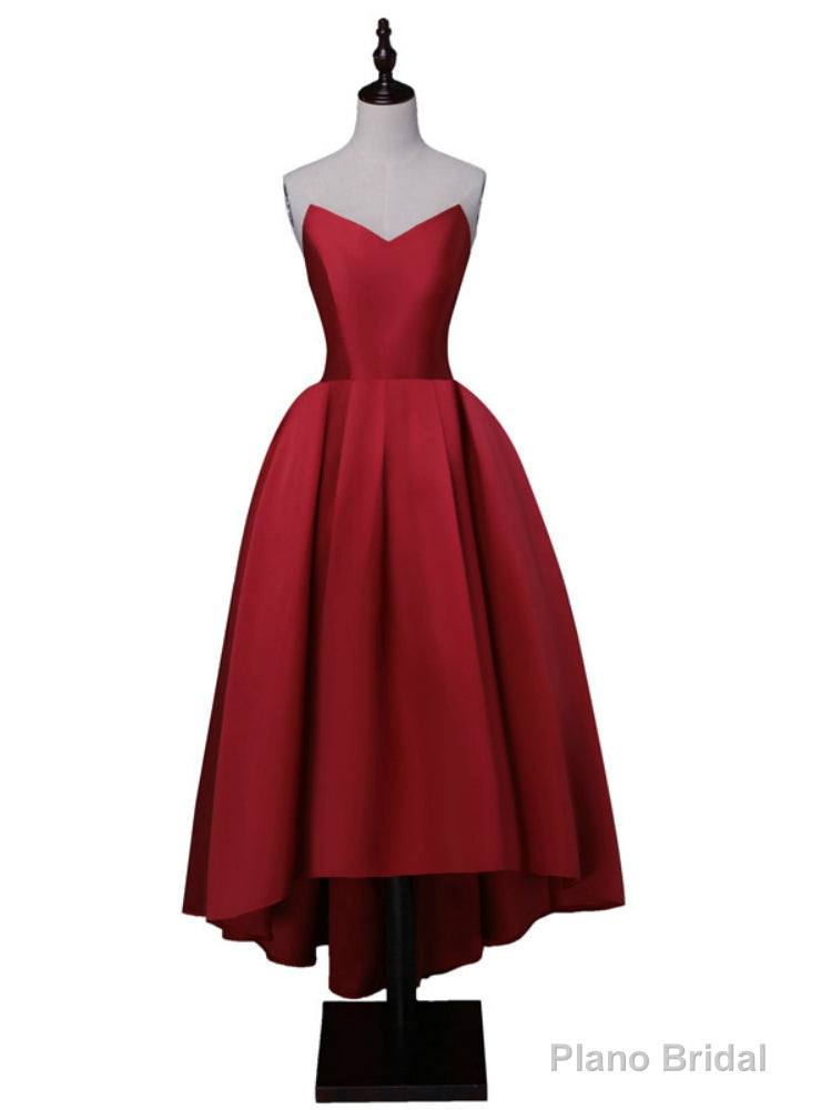 Sweetheart Neck High-Low Satin Lace-Up Back Prom Dress Main image