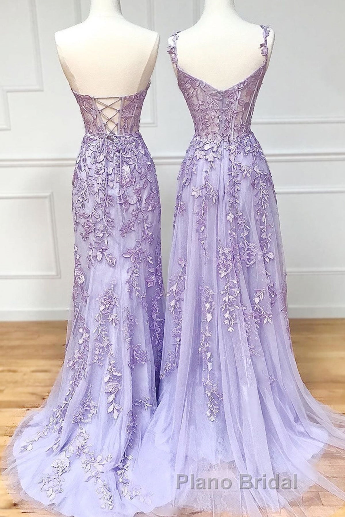 Sweetheart Neck Purple Lace Long Formal Prom Dress, Strapless Purple Formal Dress, Mermaid Purple Evening Dress Secondary image