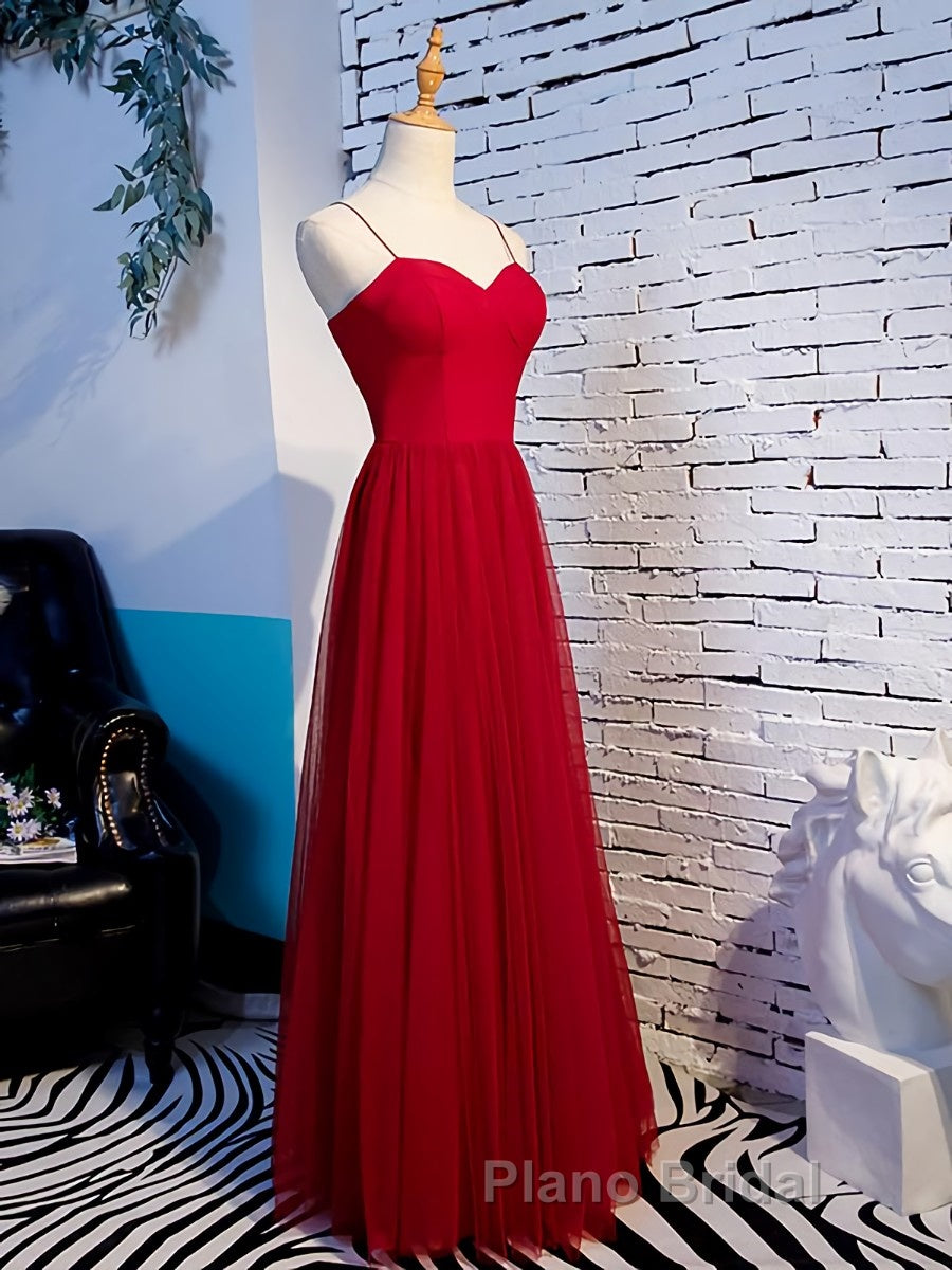 Sweetheart Neck Red Long Formal Prom Dresses, Red Long Formal Evening Dresses