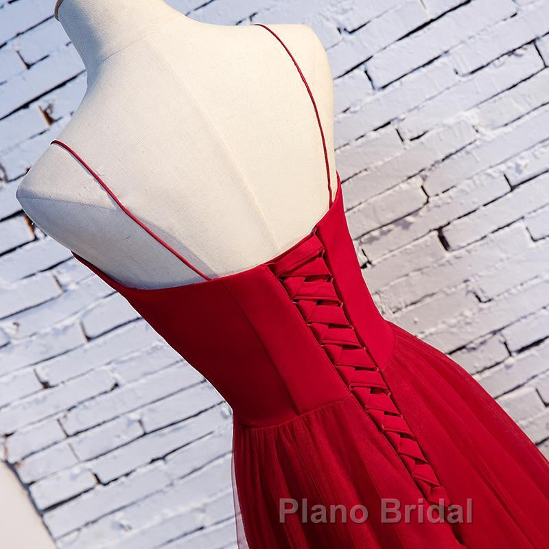 Sweetheart Neck Red Long Formal Prom Dresses, Red Long Formal Evening Dresses