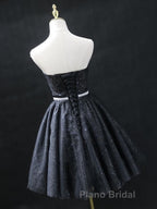 Sweetheart Neck Short Black Formal Prom Dresses, Little Black Formal Evening Graduation Dresses