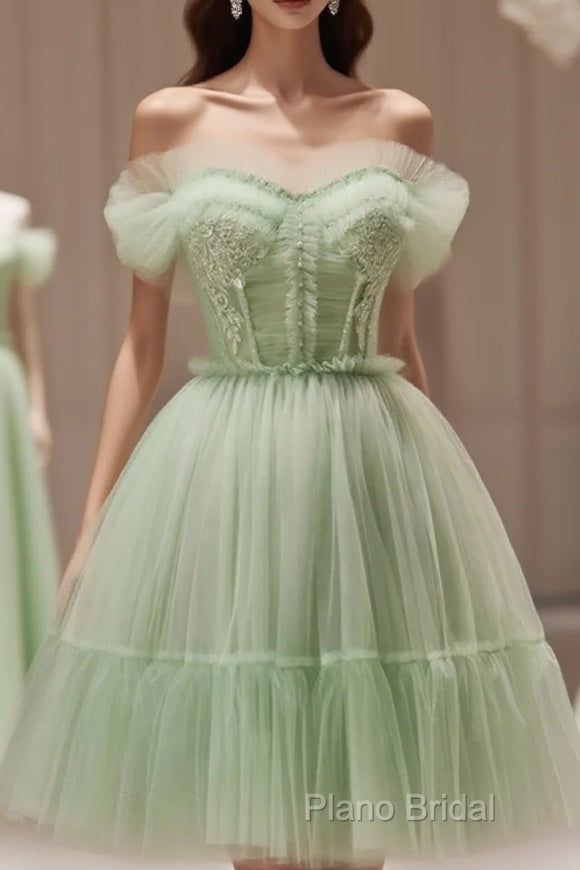 Sweetheart Neck Short Green Formal Prom Dresses, Short Green Graduation Homecoming Dresses