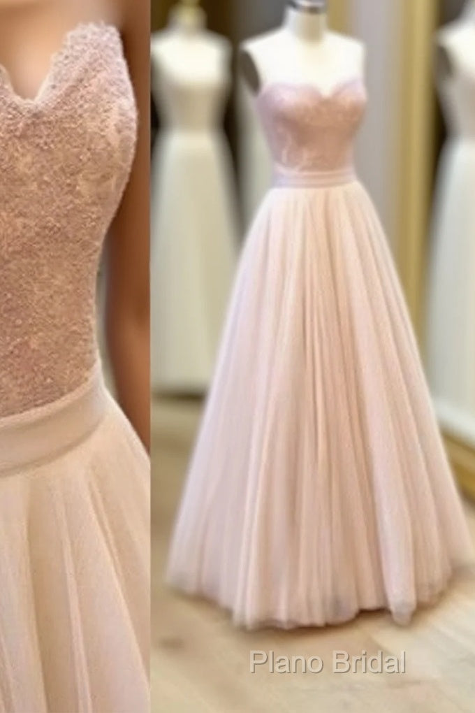 Sweetheart Neck Tulle Lace Long Formal Prom Dresses, Lace Formal Dresses Main image
