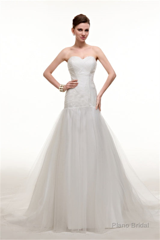 Sweetheart Off The Shoulder Pleated Mermaid Simple Wedding Dresses Main image