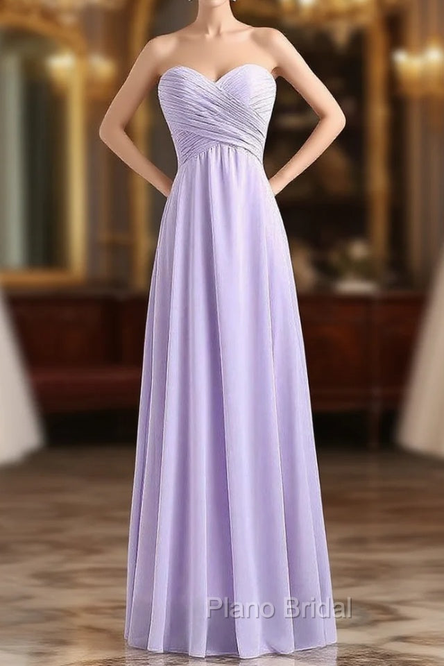 Sweetheart Sleeveless Chiffon Long Bridesmaid Dresses Main image