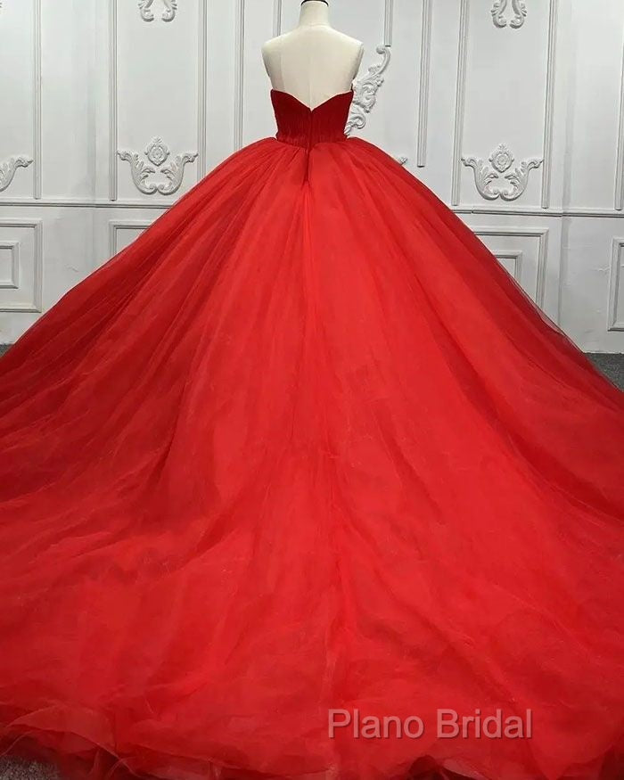 Sweetheart Sleeveless Red Wedding Desses Tulle Quinceanera 16 Dresses Secondary image