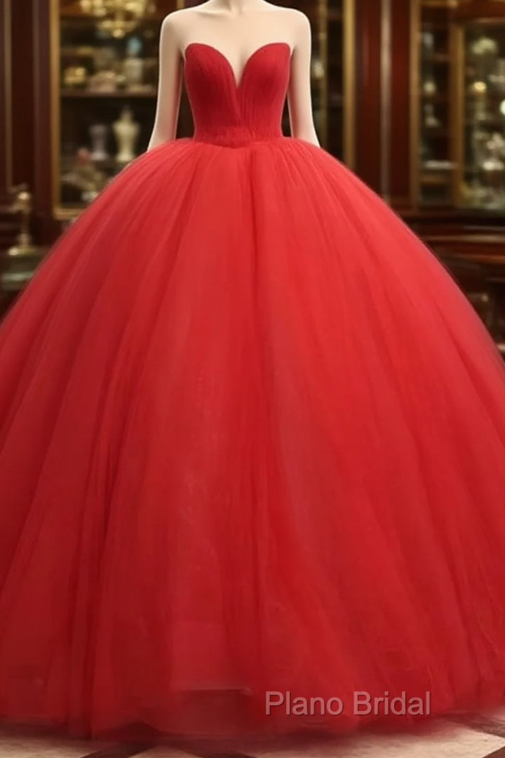 Sweetheart Sleeveless Red Wedding Desses Tulle Quinceanera 16 Dresses Main image