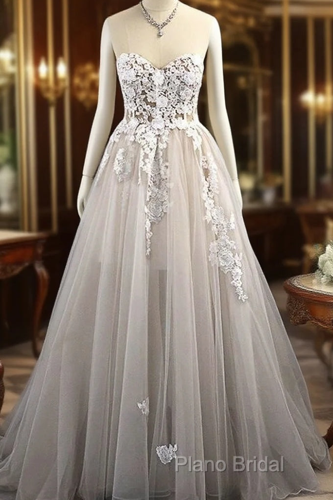 Sweetheart Sleeveless Sweep/Brush Train A-Line Wedding Dresses Main image