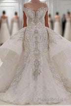 Sweetheart Sparkle Beaded Mermaid Bridal Gowns With Overskirt